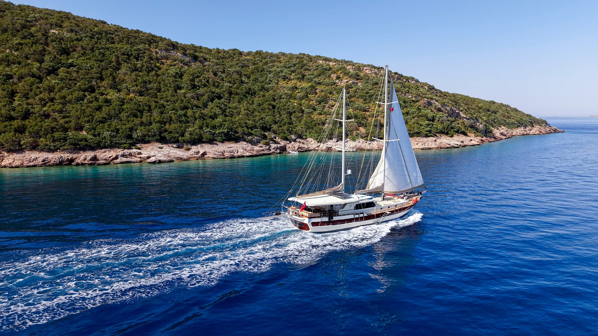 Gulet in a Turkish Aegean cove